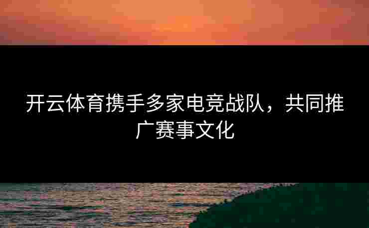 开云体育携手多家电竞战队，共同推广赛事文化