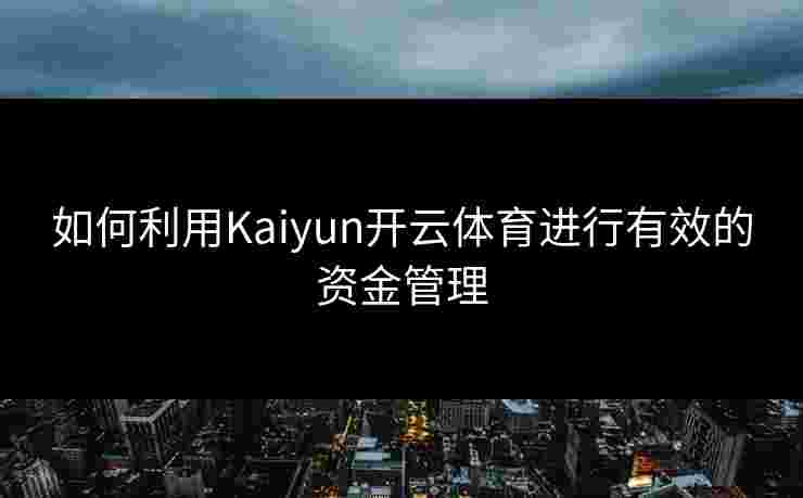 如何利用Kaiyun开云体育进行有效的资金管理