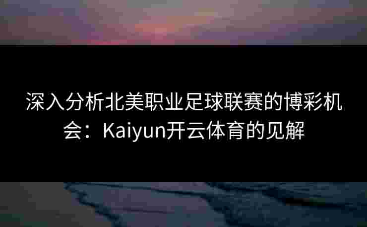 深入分析北美职业足球联赛的博彩机会：Kaiyun开云体育的见解