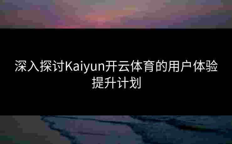 深入探讨Kaiyun开云体育的用户体验提升计划
